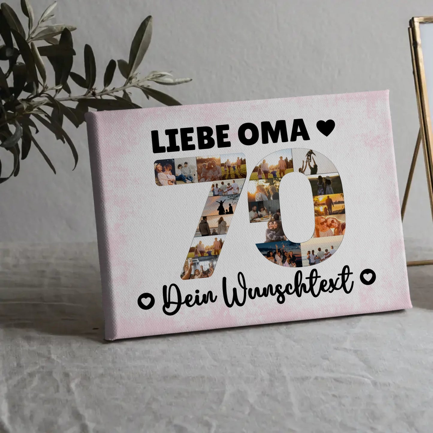 Personalisierte Fotoleinwand mit Wunschtext 70 Geburtstag Oma