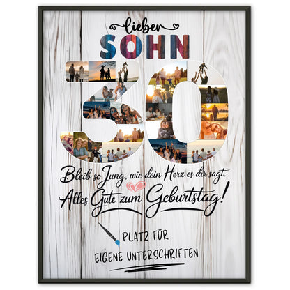 Personalisiertes Poster mit Unterschriften Sohn 30 Geburtstag Fotos