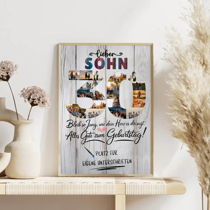 Personalisiertes Poster mit Unterschriften Sohn 30 Geburtstag Fotos