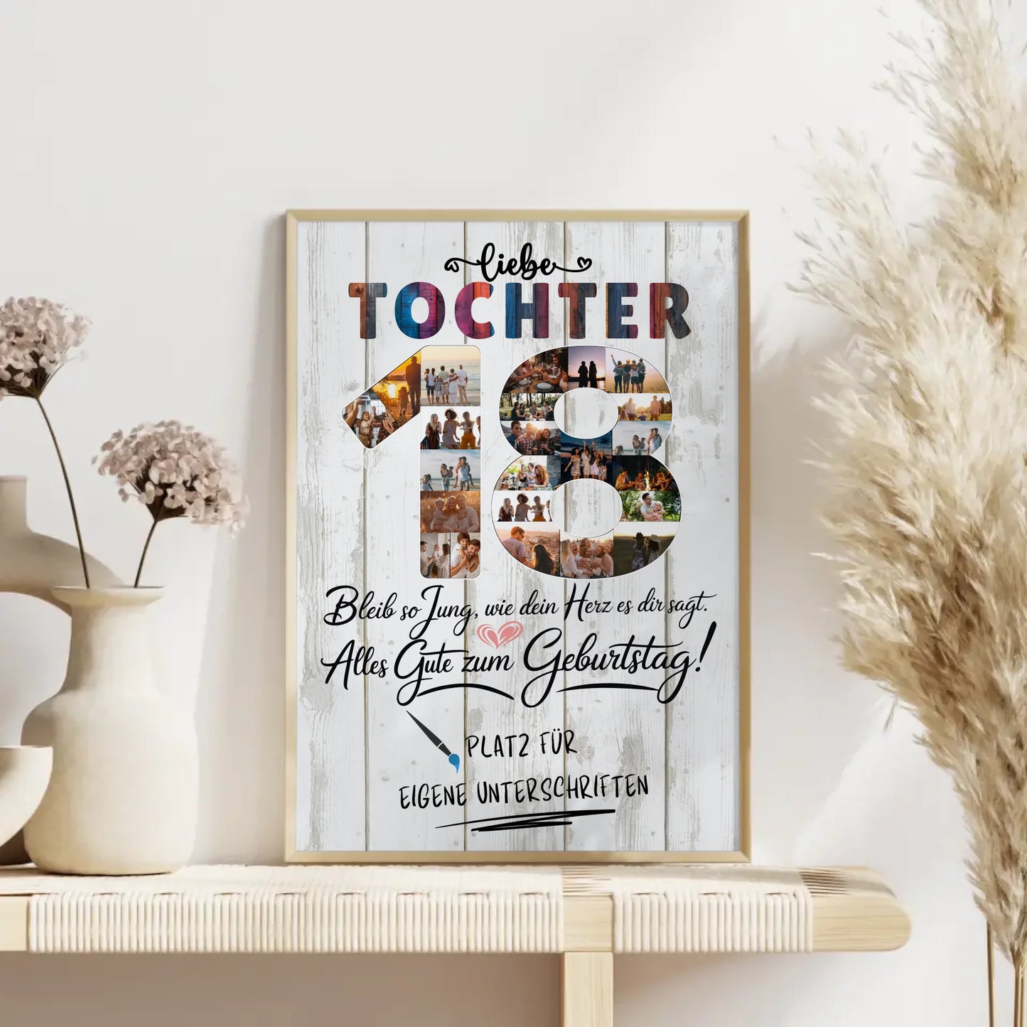 Personalisiertes Poster mit Unterschriften Tochter 18 Geburtstag Fotos