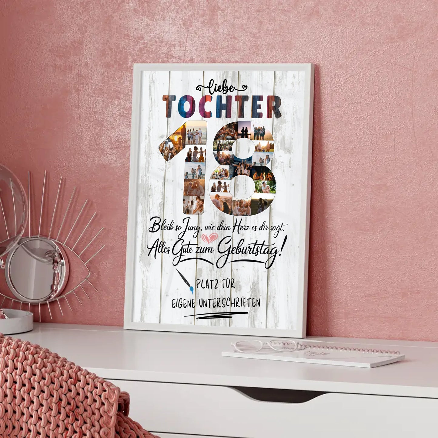 Personalisiertes Poster mit Unterschriften Tochter 18 Geburtstag Fotos
