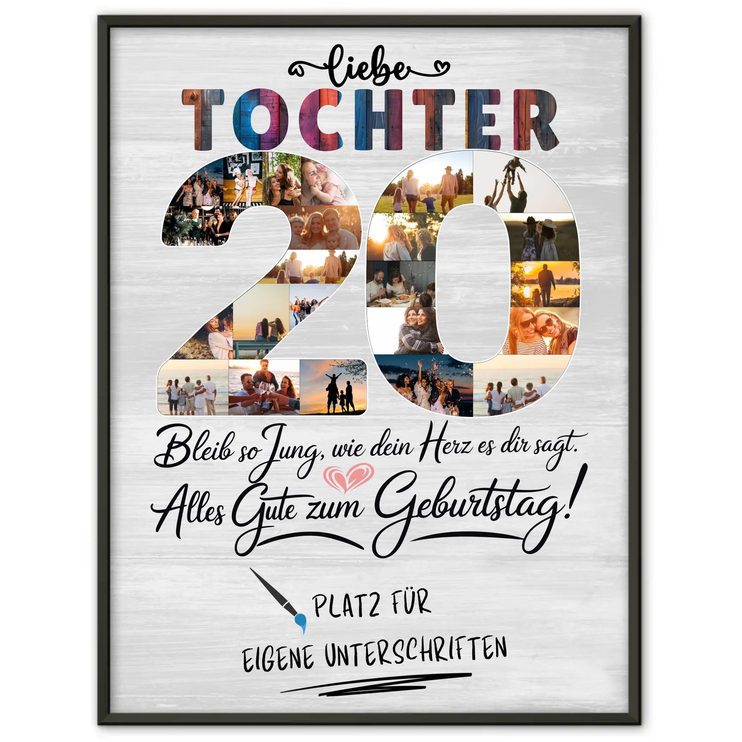 Personalisiertes Poster Tochter 20 Geburtstag Fotos Unterschriften