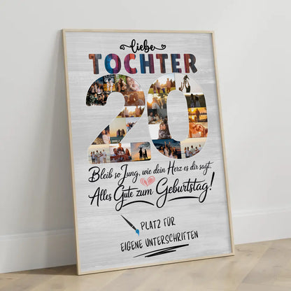 Personalisiertes Poster Tochter 20 Geburtstag Fotos Unterschriften