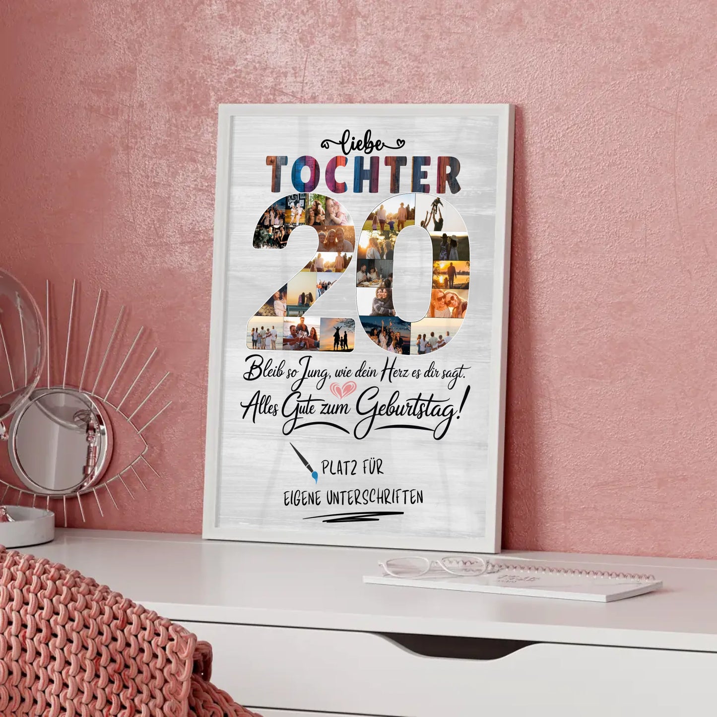 Personalisiertes Poster Tochter 20 Geburtstag Fotos Unterschriften