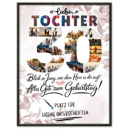 Personalisiertes Poster Tochter 30 Geburtstag mit Fotos Unterschriften