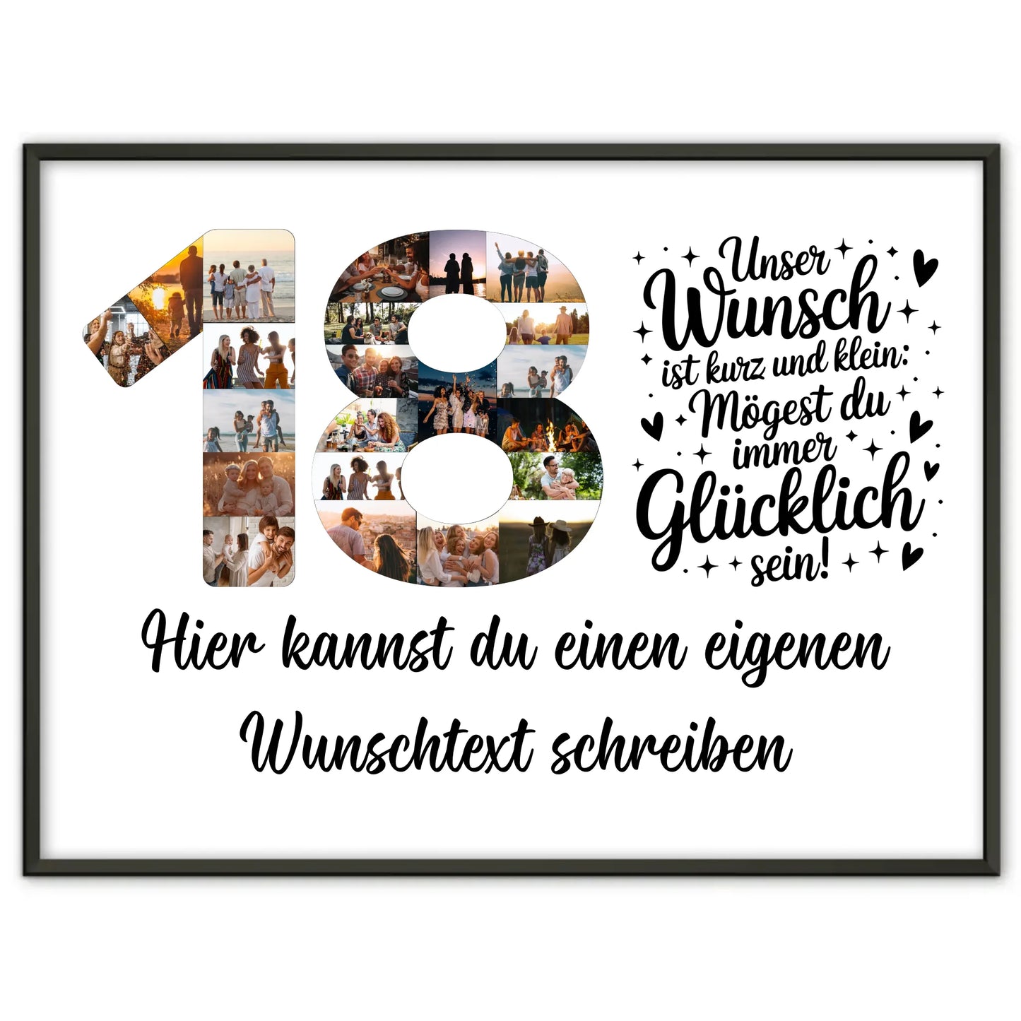 Personalisiertes Poster mit Wunschtext 18 Geburtstag Wunsch