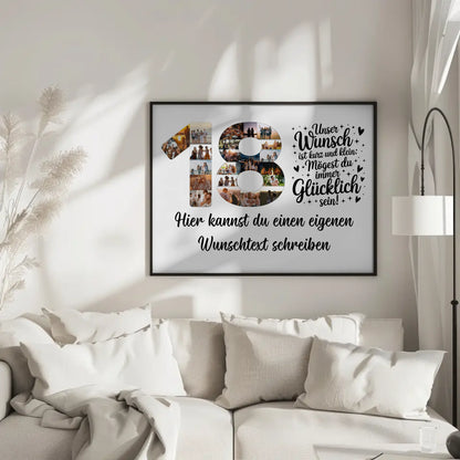 Personalisiertes Poster mit Wunschtext 18 Geburtstag Wunsch