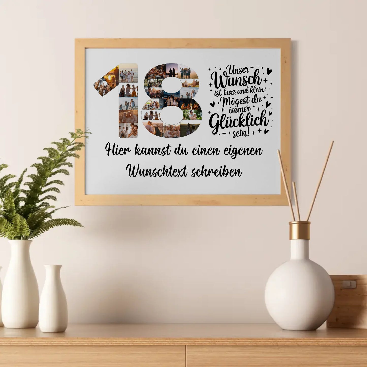 Personalisiertes Poster mit Wunschtext 18 Geburtstag Wunsch