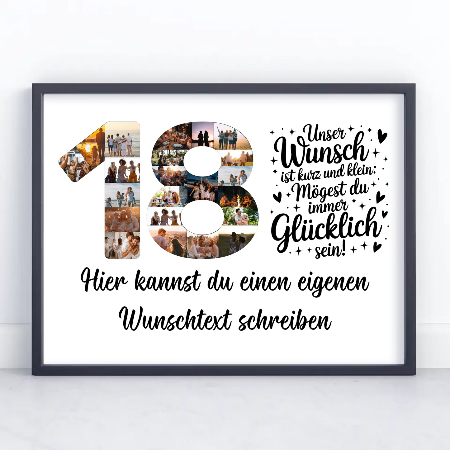 Personalisiertes Poster mit Wunschtext 18 Geburtstag Wunsch
