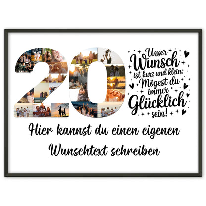 Personalisiertes Poster Wunschtext 20 Geburtstag Wunsch