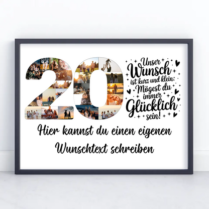 Personalisiertes Poster Wunschtext 20 Geburtstag Wunsch