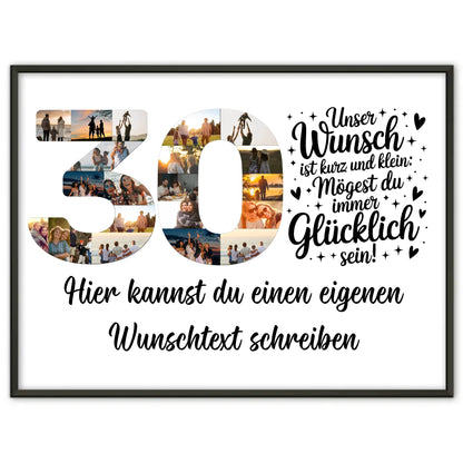 Personalisiertes Poster Wunschtext 30 Geburtstag Wunsch