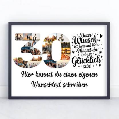 Personalisiertes Poster Wunschtext 30 Geburtstag Wunsch
