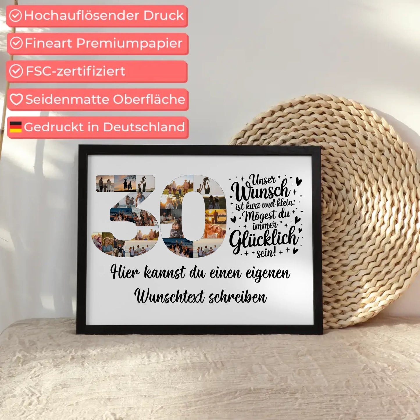 Personalisiertes Poster Wunschtext 30 Geburtstag Wunsch