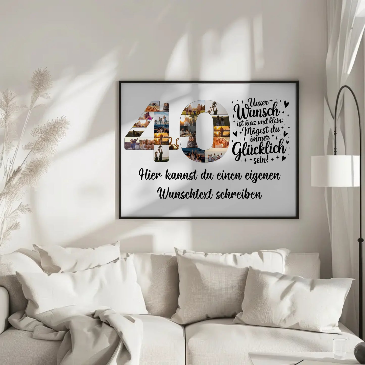 Personalisiertes Poster Wunschtext 40 Geburtstag Wunsch effektvoll