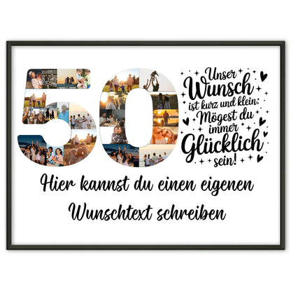 Personalisiertes Poster Wunschtext zum 50 Geburtstag Wunsch