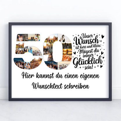 Personalisiertes Poster Wunschtext zum 50 Geburtstag Wunsch