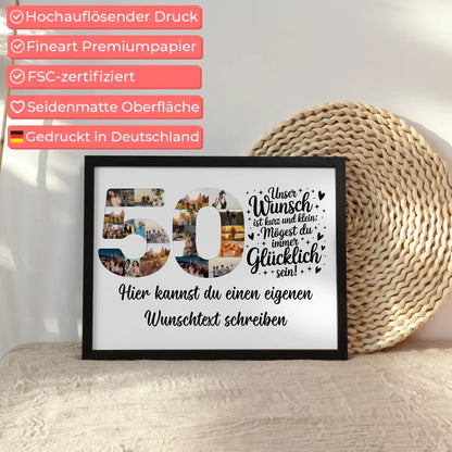 Personalisiertes Poster Wunschtext zum 50 Geburtstag Wunsch