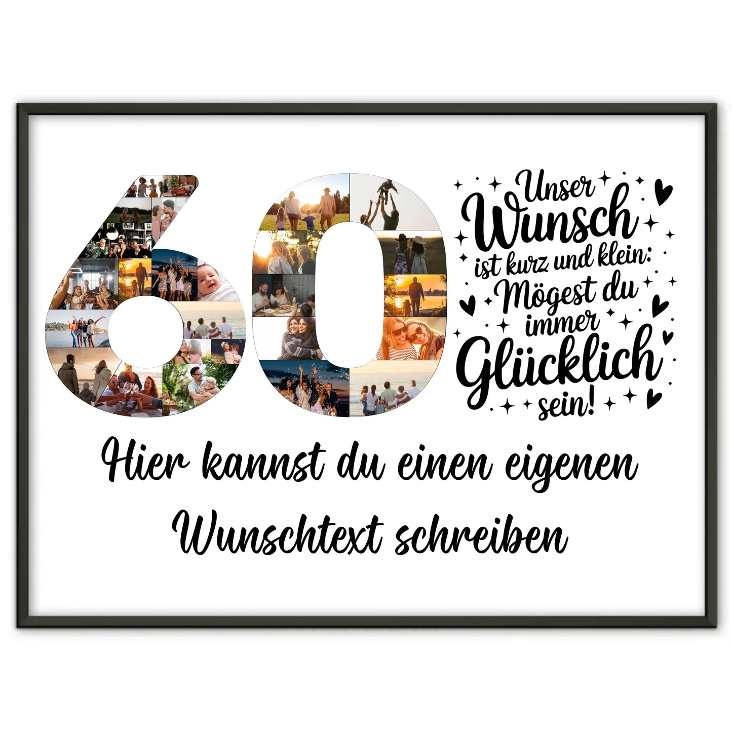 Personalisiertes Poster Wunschtext 60 Geburtstag Wunsch