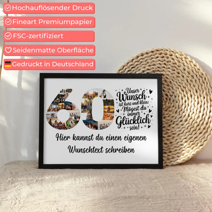 Personalisiertes Poster Wunschtext 60 Geburtstag Wunsch