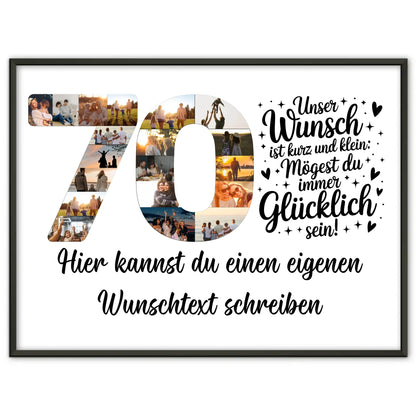 Personalisiertes Poster mit Wunschtext zum 70 Geburtstag Wunsch