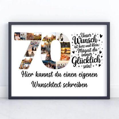 Personalisiertes Poster mit Wunschtext zum 70 Geburtstag Wunsch