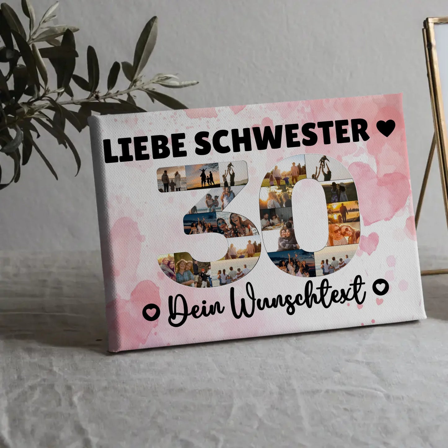 Personalisierte Fotoleinwand mit Wunschtext 30 Geburtstag Schwester