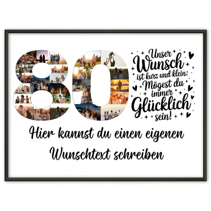 Personalisiertes Poster Wunschtext 80 Geburtstag Geschenk Idee
