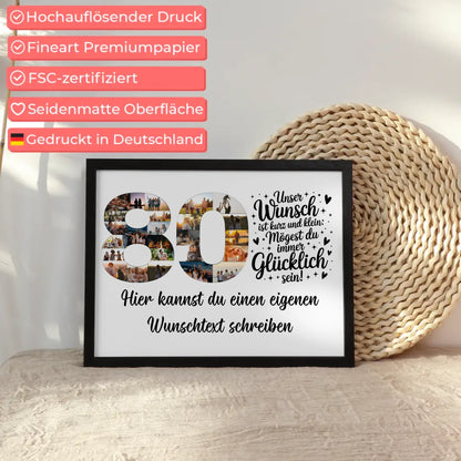 Personalisiertes Poster Wunschtext 80 Geburtstag Geschenk Idee