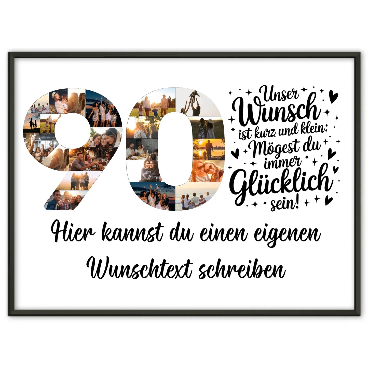 Personalisiertes Poster mit Wunschtext zum 90 Geburtstag Wunsch