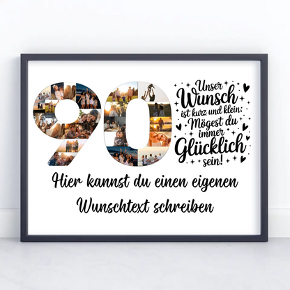 Personalisiertes Poster mit Wunschtext zum 90 Geburtstag Wunsch