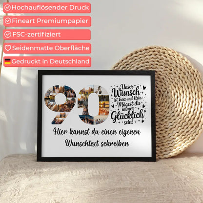 Personalisiertes Poster mit Wunschtext zum 90 Geburtstag Wunsch
