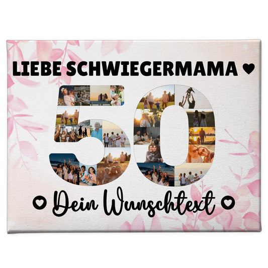 Personalisierte Fotoleinwand mit Wunschtext 50 Geburtstag Schwiegermama