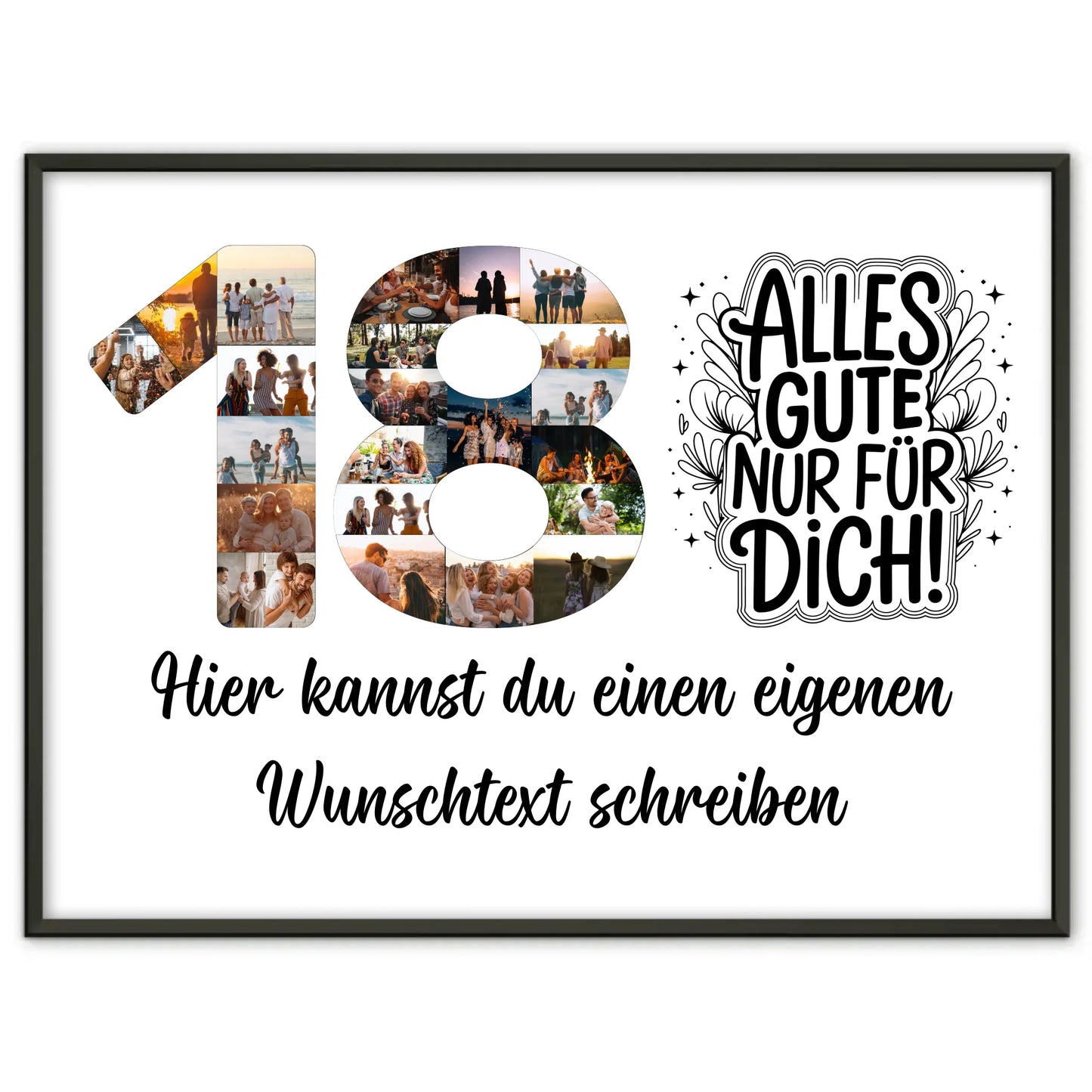 Personalisiertes Poster Wunschtext 18 Geburtstag Alles Gute für Dich