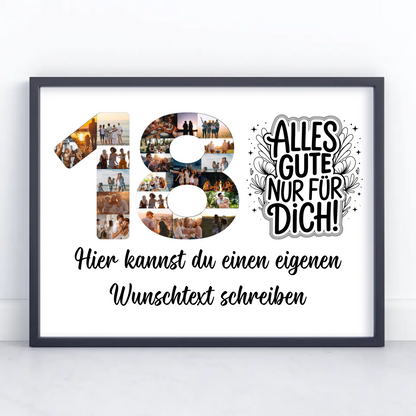 Personalisiertes Poster Wunschtext 18 Geburtstag Alles Gute für Dich
