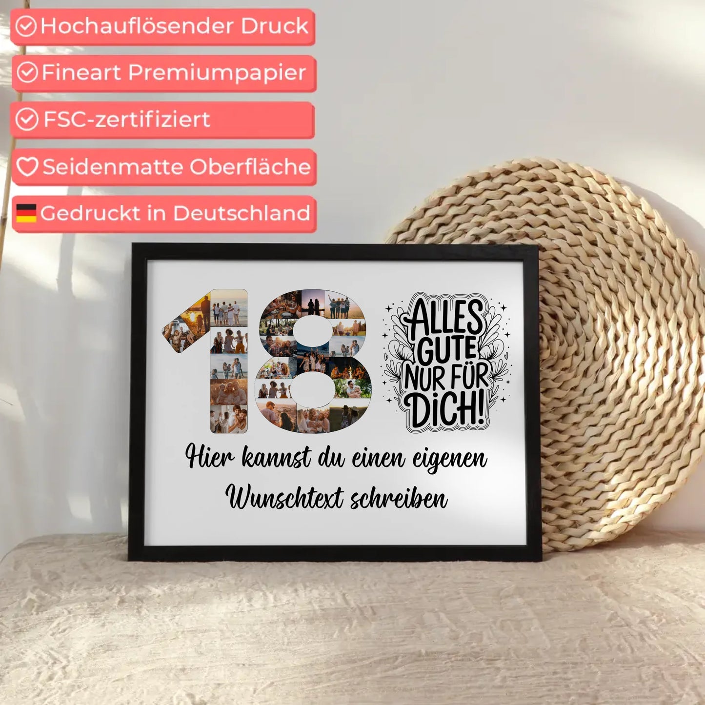 Personalisiertes Poster Wunschtext 18 Geburtstag Alles Gute für Dich