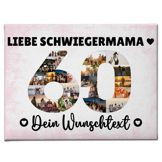Personalisierte Fotoleinwand mit Wunschtext 60 Geburtstag Schwiegermama