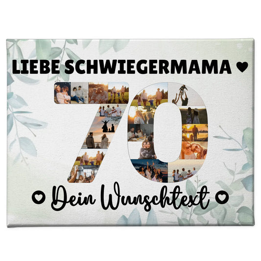 Personalisierte Fotoleinwand Wunschtext 70 Geburtstag Schwiegermama