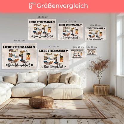 Personalisierte Fotoleinwand Wunschtext Stiefmama 50 Geburtstag