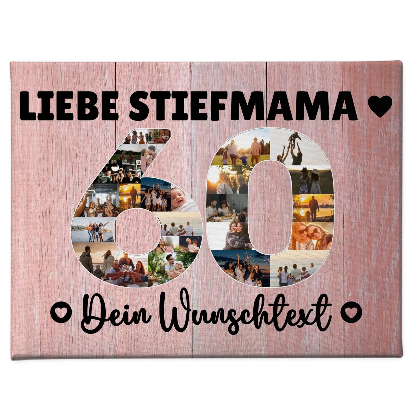 Personalisierte Fotoleinwand mit Wunschtext für Stiefmama 60 Geburtstag