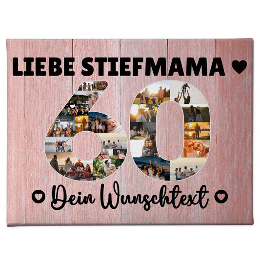 Personalisierte Fotoleinwand mit Wunschtext für Stiefmama 60 Geburtstag