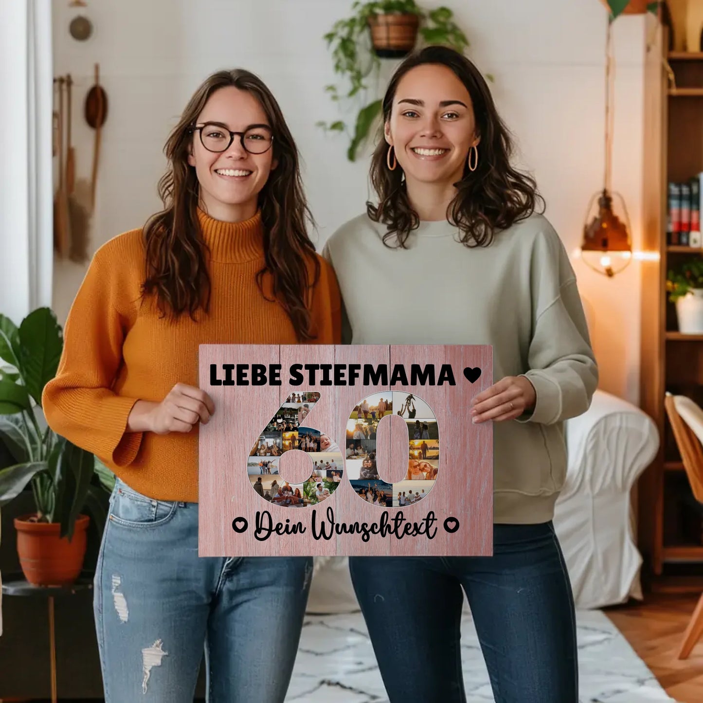 Personalisierte Fotoleinwand mit Wunschtext für Stiefmama 60 Geburtstag