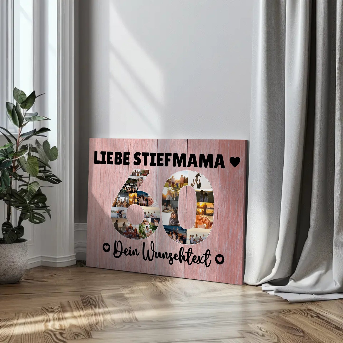 Personalisierte Fotoleinwand mit Wunschtext für Stiefmama 60 Geburtstag
