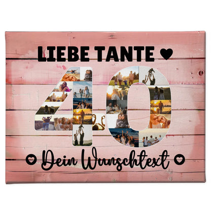 Personalisierte Fotoleinwand mit Wunschtext zum 40 Geburtstag Tante