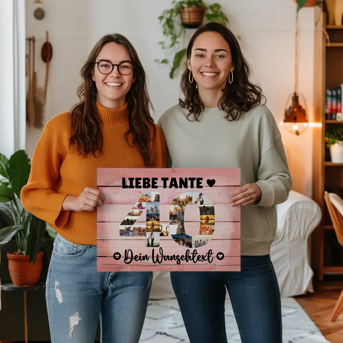 Personalisierte Fotoleinwand mit Wunschtext zum 40 Geburtstag Tante