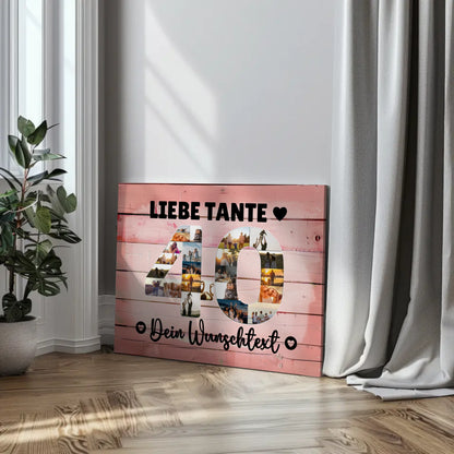 Personalisierte Fotoleinwand mit Wunschtext zum 40 Geburtstag Tante