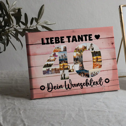 Personalisierte Fotoleinwand mit Wunschtext zum 40 Geburtstag Tante
