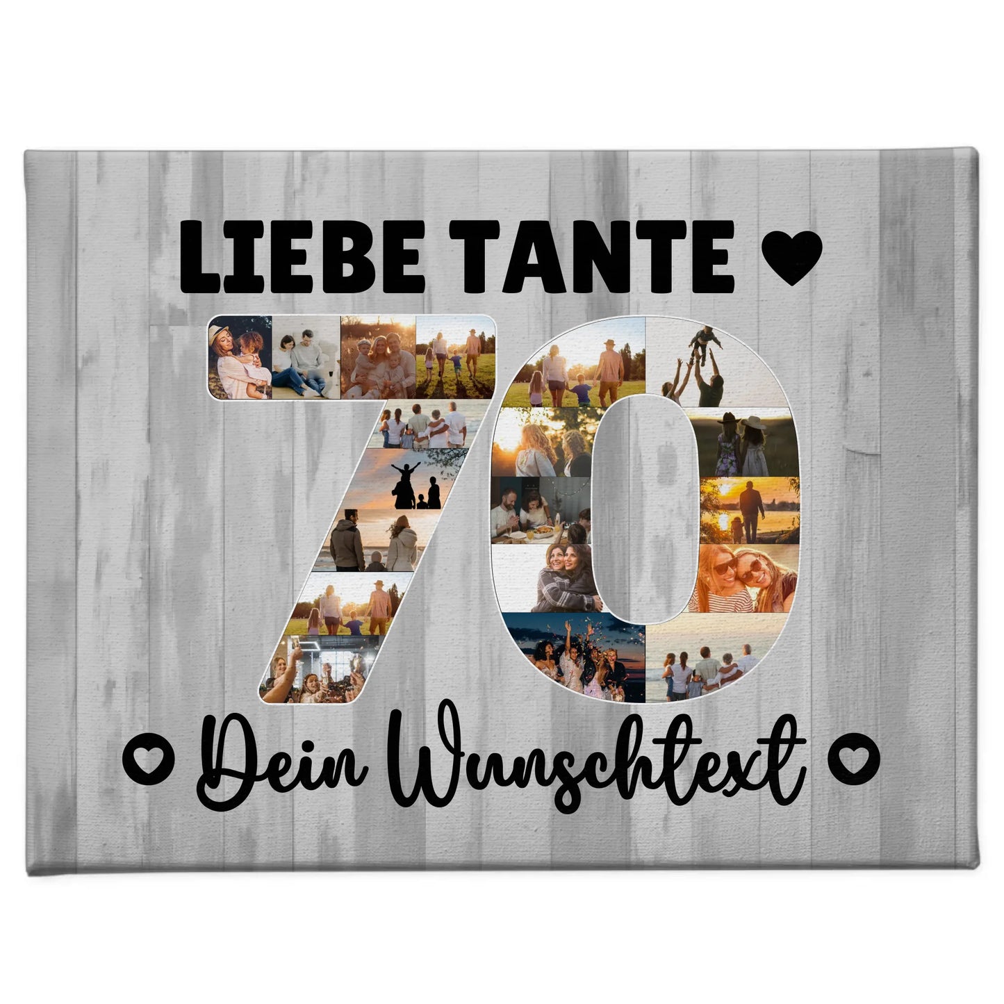 Personalisierte Fotoleinwand mit Wunschtext zum 70 Geburtstag Tante