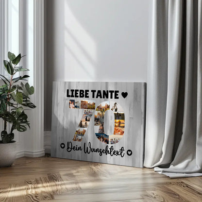 Personalisierte Fotoleinwand mit Wunschtext zum 70 Geburtstag Tante