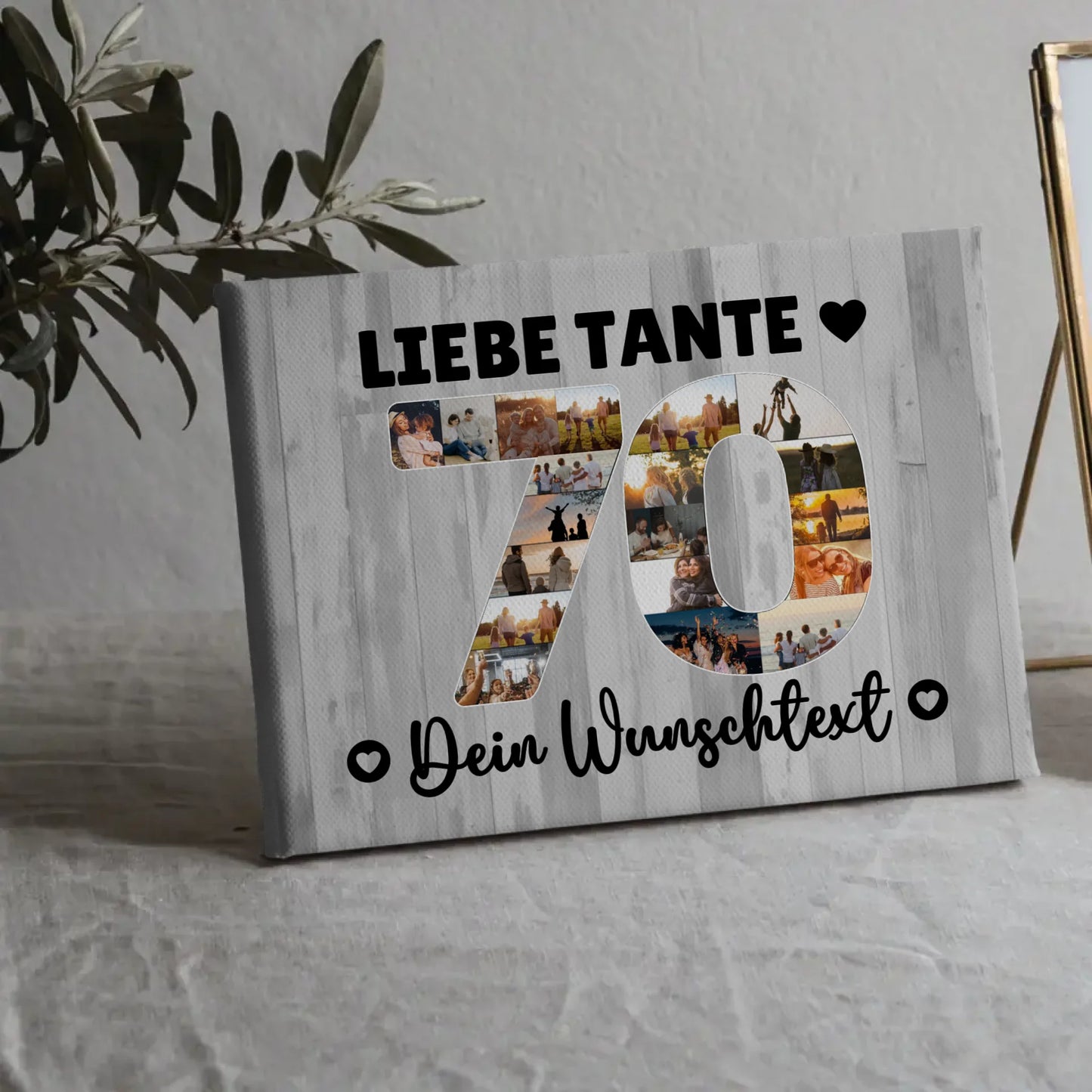 Personalisierte Fotoleinwand mit Wunschtext zum 70 Geburtstag Tante